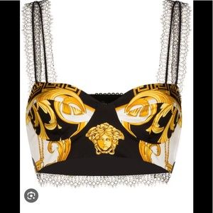 Versace Silk Medusa Baroque Godess Bralette Sexy Lace Bra Size XS